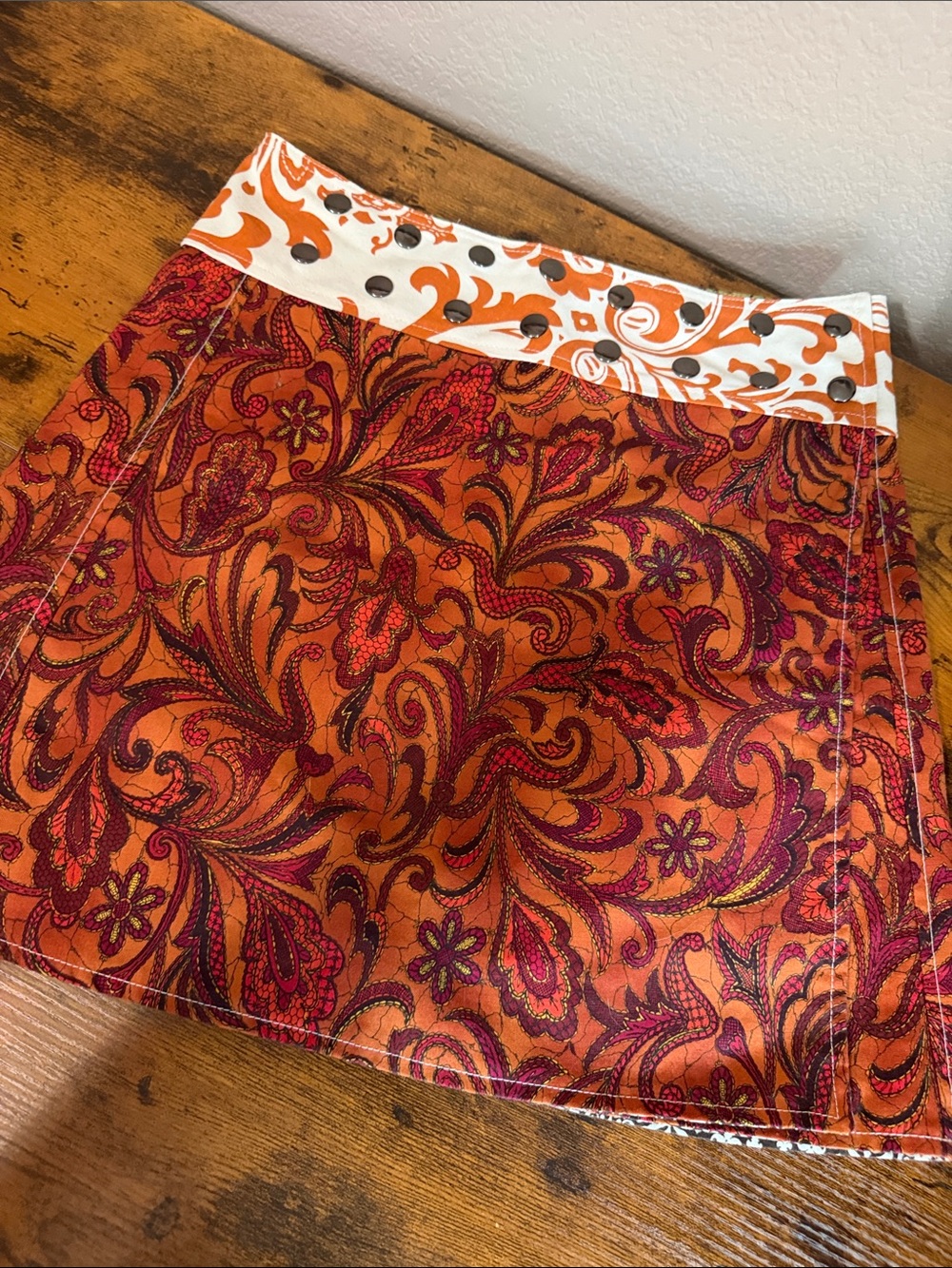 Handmade Reversible & Adjustable Paisley Mini Skirt Med
